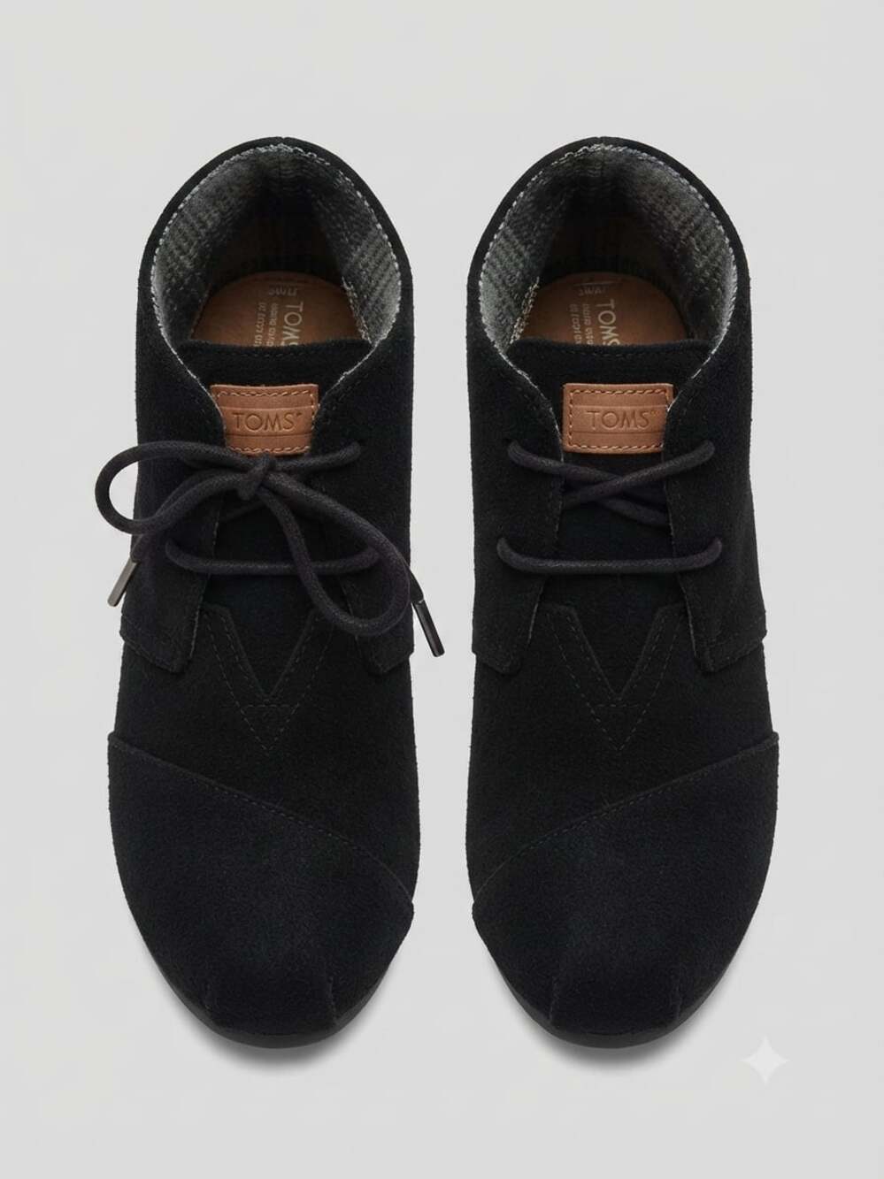 TOMS Desert Wedge Black Suede Lace-Up Ankle Booties
